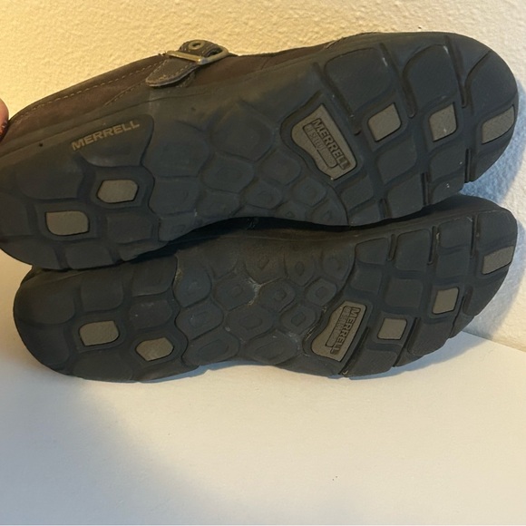 Merrell Dassie slip on buckle genuine leather espresso brown shoe slide clog 7.5 - Picture 6 of 7